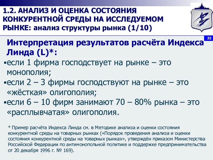 1.2. АНАЛИЗ И ОЦЕНКА СОСТОЯНИЯ КОНКУРЕНТНОЙ СРЕДЫ НА ИССЛЕДУЕМОМ РЫНКЕ: