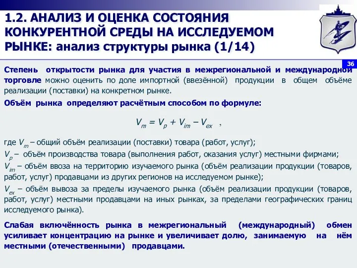 1.2. АНАЛИЗ И ОЦЕНКА СОСТОЯНИЯ КОНКУРЕНТНОЙ СРЕДЫ НА ИССЛЕДУЕМОМ РЫНКЕ: