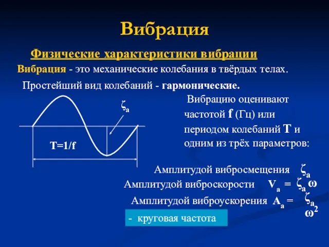 Вибрация Физические характеристики вибрации Вибрация - это механические колебания в