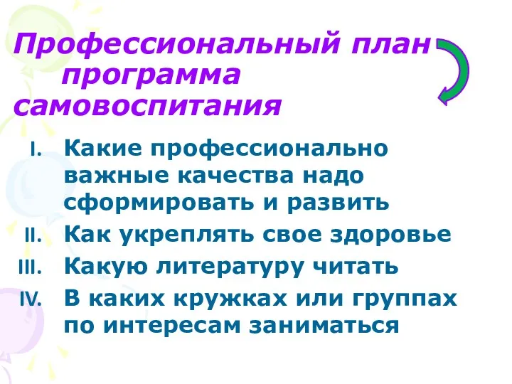 Профессиональный план программа самовоспитания Какие профессионально важные качества надо сформировать