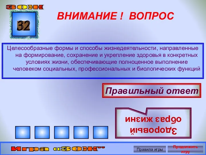 ВНИМАНИЕ ! ВОПРОС Целесообразные формы и способы жизнедеятельности, направленные на формирование, сохранение и