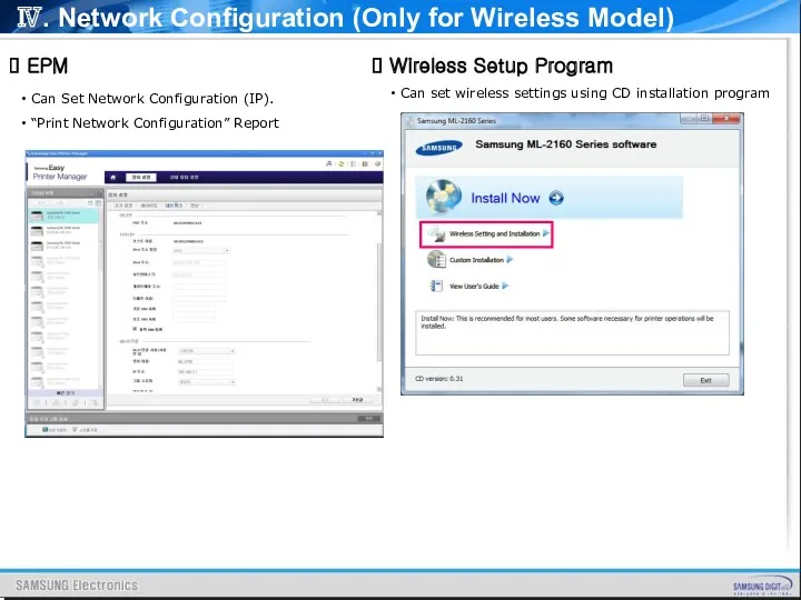 Ⅳ. Network Configuration (Only for Wireless Model) EPM Can Set