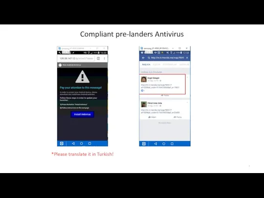 Compliant pre-landers Antivirus *Please translate it in Turkish!