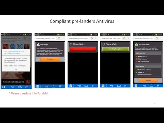 Compliant pre-landers Antivirus *Please translate it in Turkish!