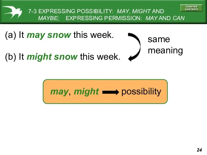 (a) It may snow this week. (b) It might snow