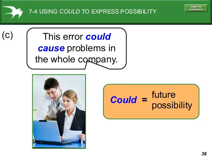 7-4 USING COULD TO EXPRESS POSSIBILITY This error could cause