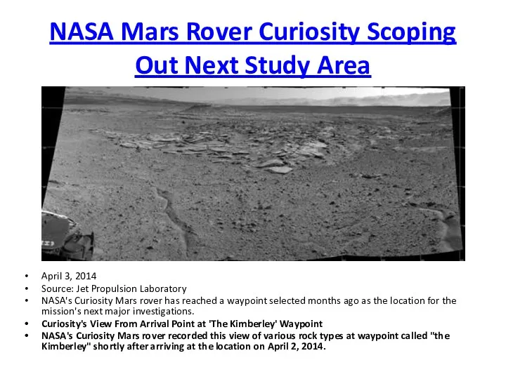 NASA Mars Rover Curiosity Scoping Out Next Study Area April