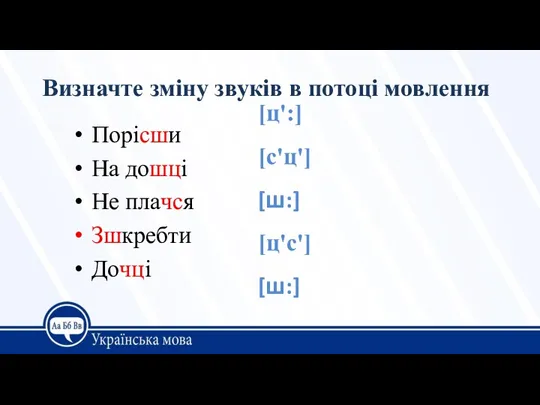 Визначте зміну звуків в потоці мовлення Порісши На дошці Не