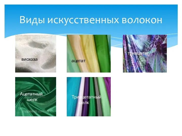 Виды искусственных волокон вискоза ацетат триацетат Ацетатный шелк Триацетатный шелк
