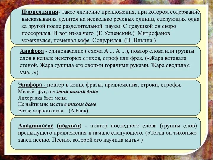 Парцелляция- такое членение предложения, при котором содержание высказывания делится на