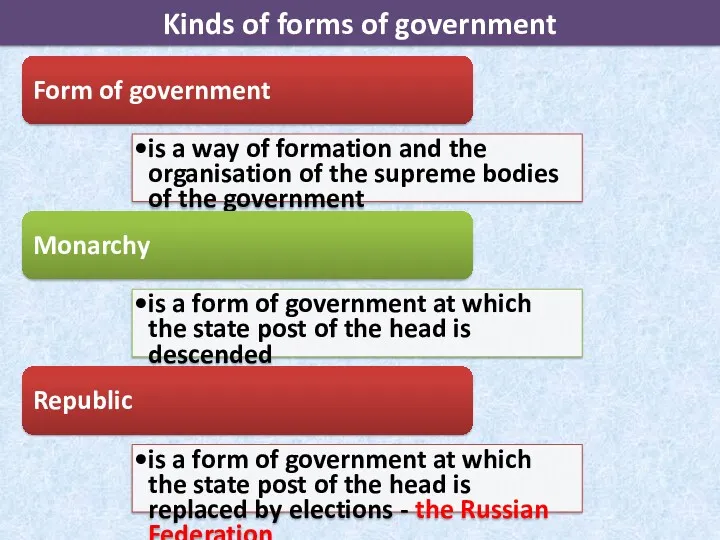 Kinds of forms of government Form of government is a