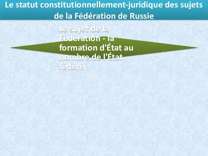 Le statut constitutionnellement-juridique des sujets de la Fédération de Russie