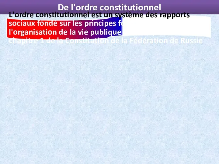 De l'ordre constitutionnel L'ordre constitutionnel est un système des rapports