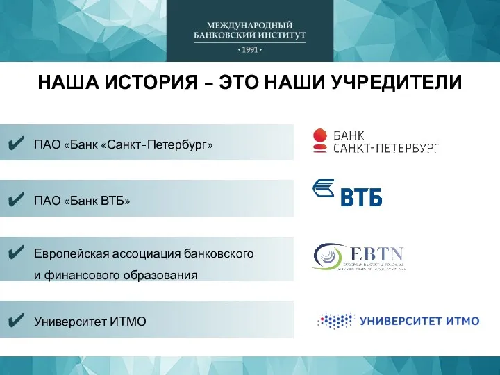 ПАО «Банк «Санкт-Петербург» Европейская ассоциация банковского и финансового образования ПАО «Банк ВТБ» НАША
