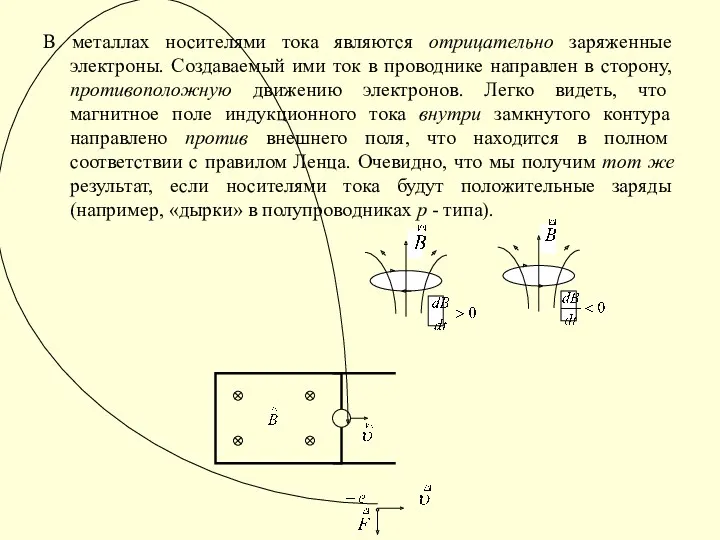 В металлах носителями тока являются отрицательно заряженные электроны. Создаваемый ими