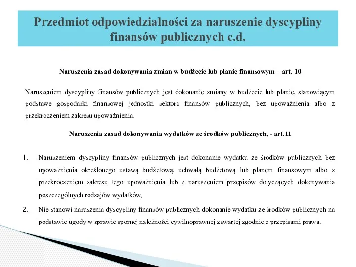 Naruszenia zasad dokonywania zmian w budżecie lub planie finansowym –