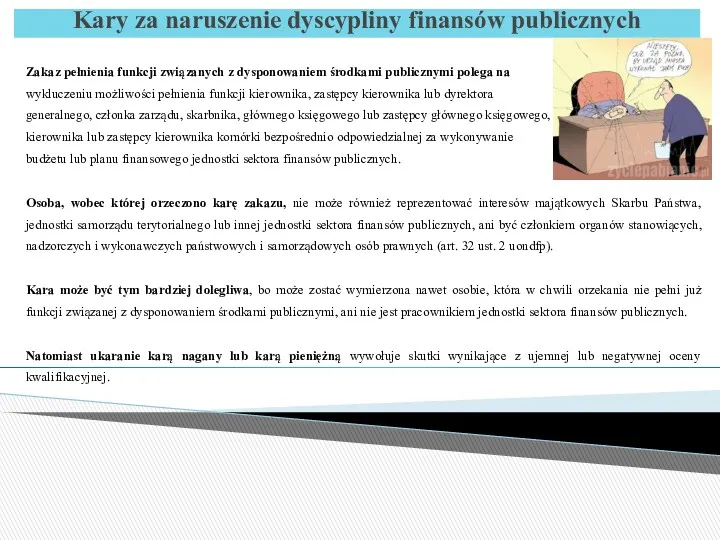 Kary za naruszenie dyscypliny finansów publicznych Zakaz pełnienia funkcji związanych