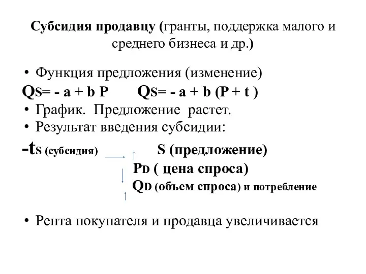 Субсидия продавцу (гранты, поддержка малого и среднего бизнеса и др.)