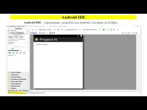 Android IDE – середовище розробки під Android, основане на Eclipse. Android IDE