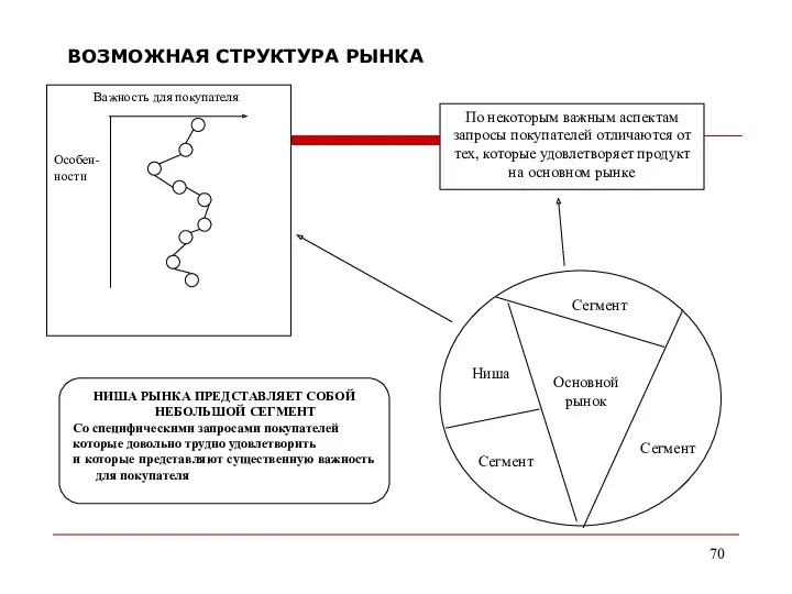 ВОЗМОЖНАЯ СТРУКТУРА РЫНКА Важность для покупателя Особен- ности НИША РЫНКА