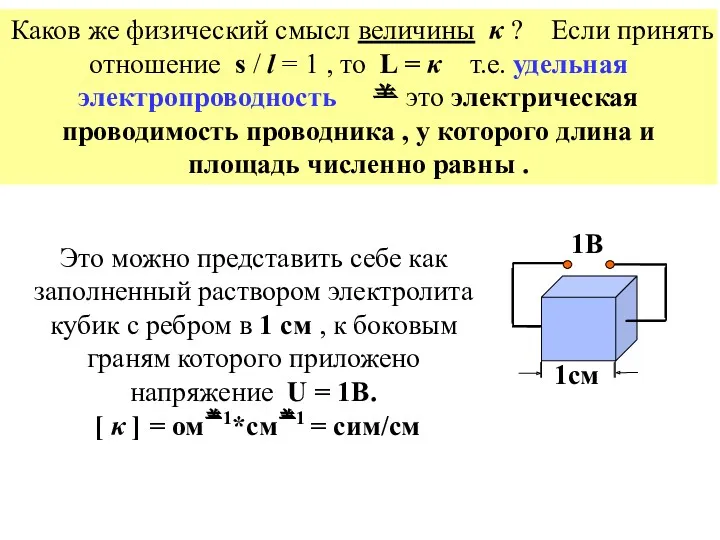 Каков же физический смысл величины κ ? Если принять отношение