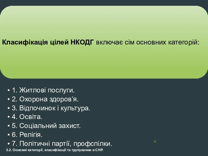 3.2. Основні категорії, класифікації та групування в СНР.