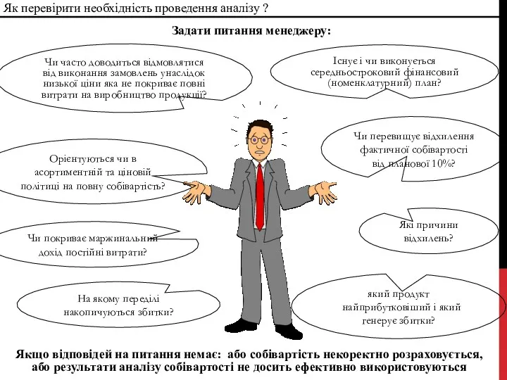 На якому переділі накопичуються збитки? Орієнтуються чи в асортиментній та