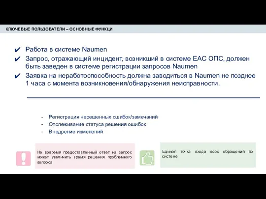 КЛЮЧЕВЫЕ ПОЛЬЗОВАТЕЛИ – ОСНОВНЫЕ ФУНКЦИ Работа в системе Naumen Запрос,