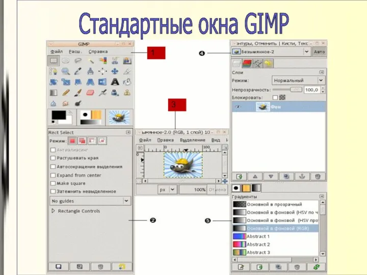 Стандартные окна GIMP 1 3