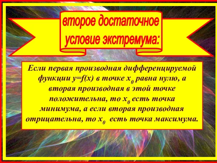 Если первая производная дифференцируемой функции y=f(x) в точке х0 равна