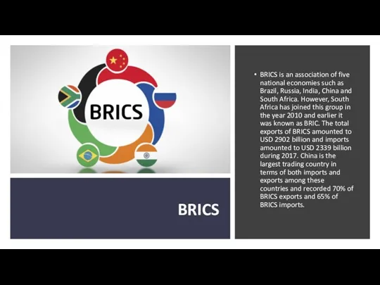 BRICS BRICS is an association of five national economies such