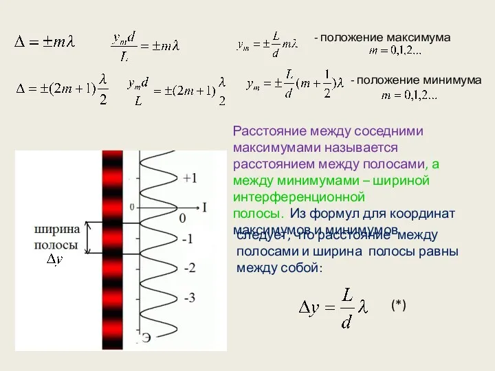 следует, что расстояние между полосами и ширина полосы равны между