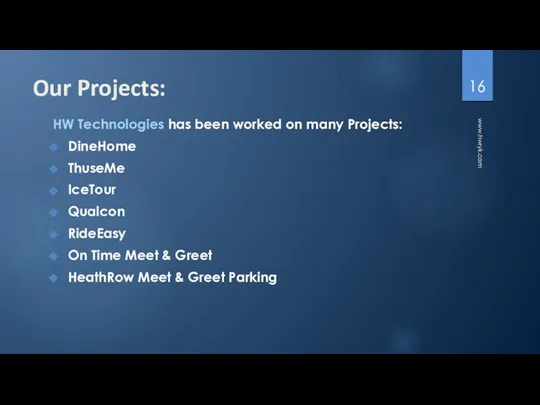 Our Projects: HW Technologies has been worked on many Projects: