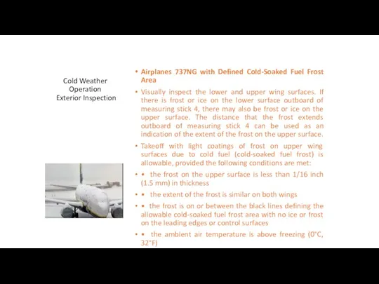 Cold Weather Operation Exterior Inspection Airplanes 737NG with Defined Cold-Soaked