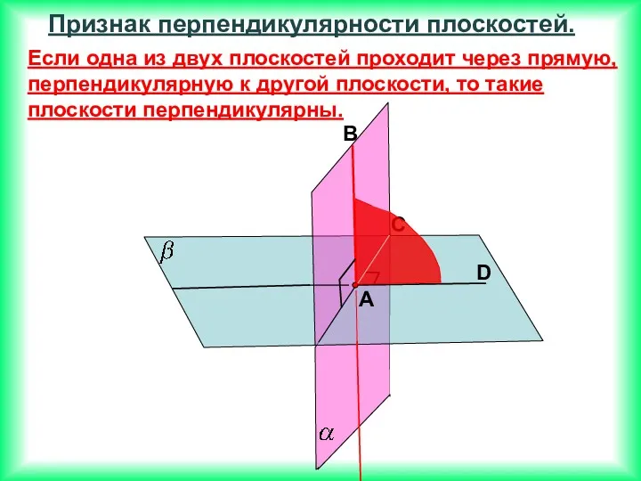 Если одна из двух плоскостей проходит через прямую, перпендикулярную к
