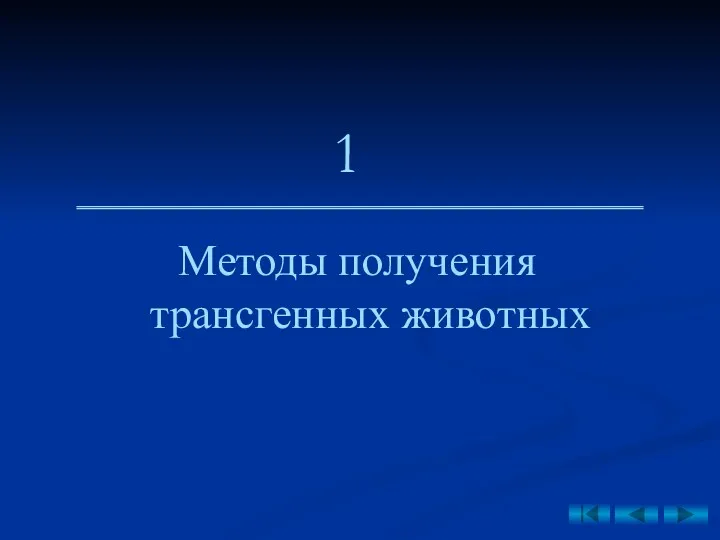 Методы получения трансгенных животных 1