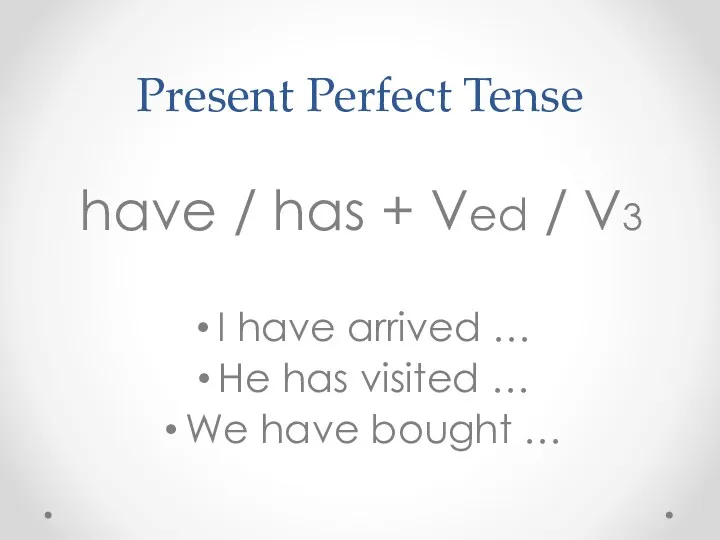 Present Perfect Tense have / has + Ved / V3