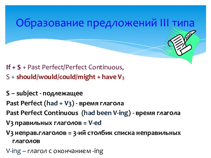 If + S + Past Perfect/Perfect Continuous, S + should/would/could/might