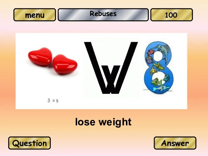 Rebuses lose weight Question Answer 100