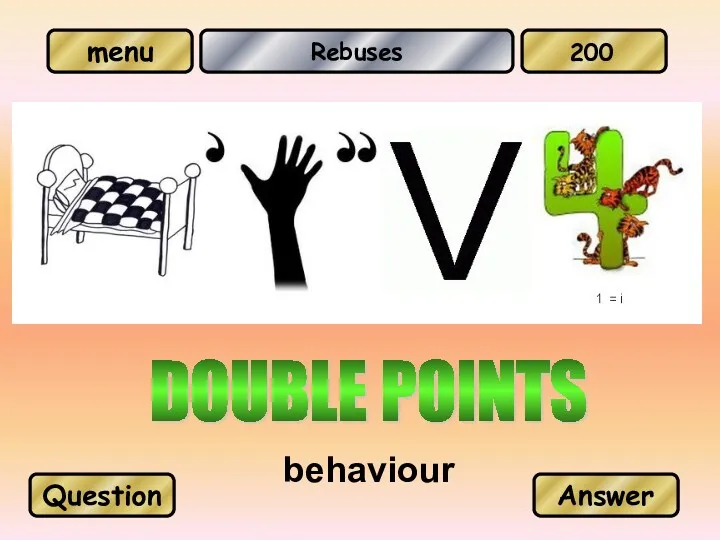 Rebuses behaviour Question Answer 200 DOUBLE POINTS