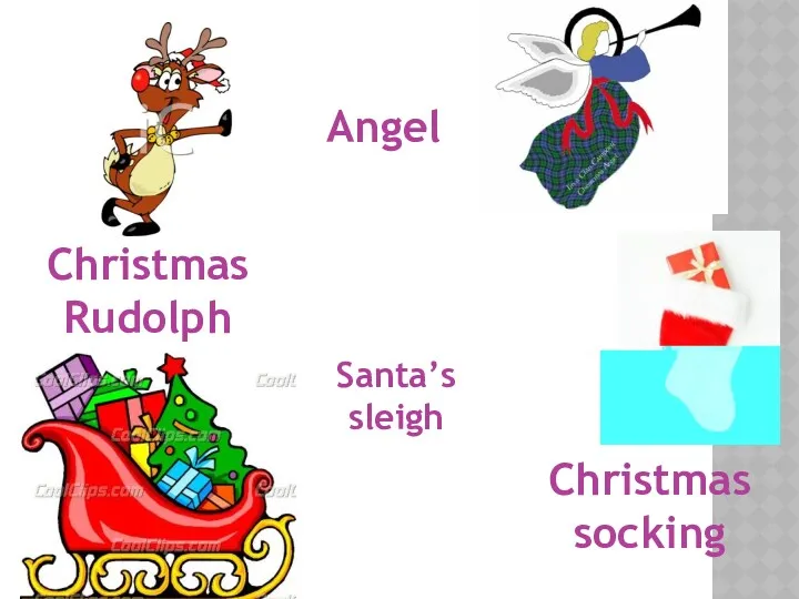 Angel Christmas Rudolph Christmas socking Santa’s sleigh