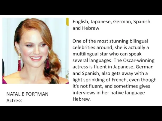 English, Japanese, German, Spanish and Hebrew One of the most