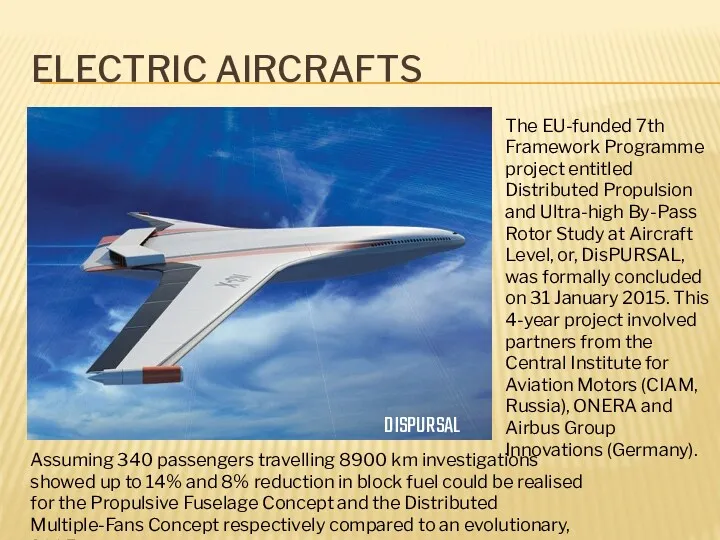 ELECTRIC AIRCRAFTS DISPURSAL The EU-funded 7th Framework Programme project entitled