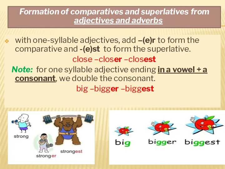 Formation of comparatives and superlatives from adjectives and adverbs with