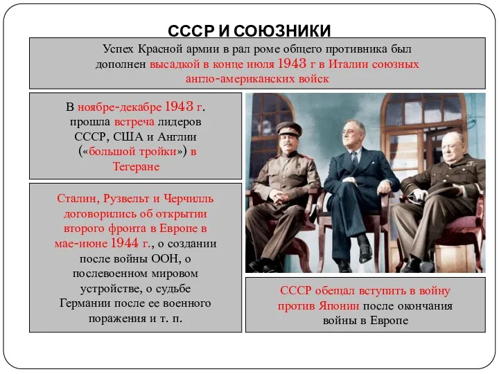 СССР И СОЮЗНИКИ Успех Красной армии в рал роме общего