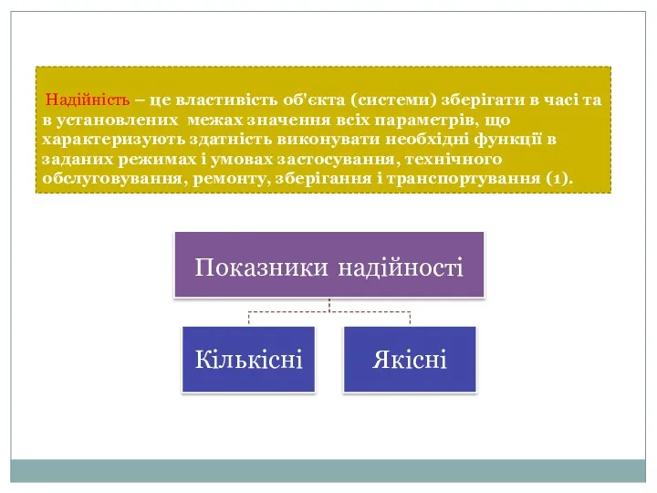 Надійність – це властивість об'єкта (системи) зберігати в часі та