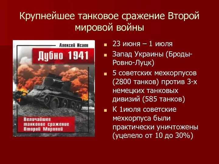 Крупнейшее танковое сражение Второй мировой войны 23 июня – 1