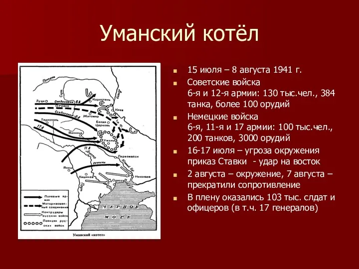 Уманский котёл 15 июля – 8 августа 1941 г. Советские