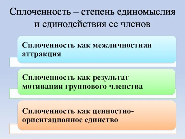 Сплоченность – степень единомыслия и единодействия ее членов