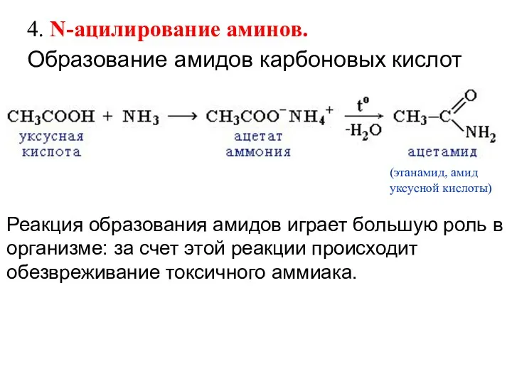 Образование амидов карбоновых кислот 4. N-ацилирование аминов. Реакция образования амидов